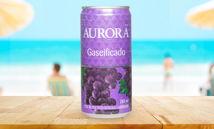Único no Brasil, suco de uva integral Aurora Gaseificado ganha opção em lata